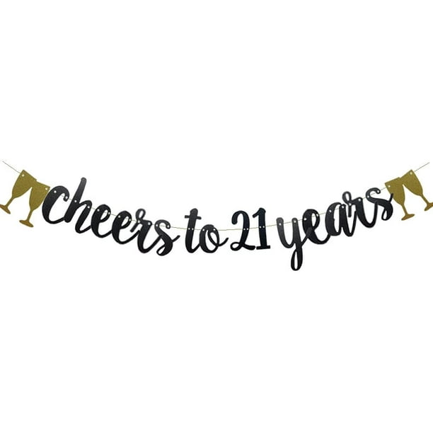 Cheers to 21 Years Banner and Happy 21st Cake Topper Silver Glitter for 21st Birthday Wedding Anniversary Party Decorations Supplies Cheers to 21 Years Banner and Happy 21st Cake Topper Silver Glitter for 21st Birthday Wedding Anniversary Party Decorations Supplies